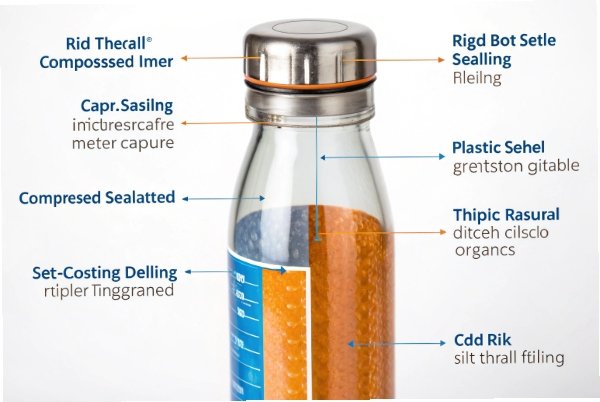 Stainless cap glass bottle diagram highlighting seal components and closure structure