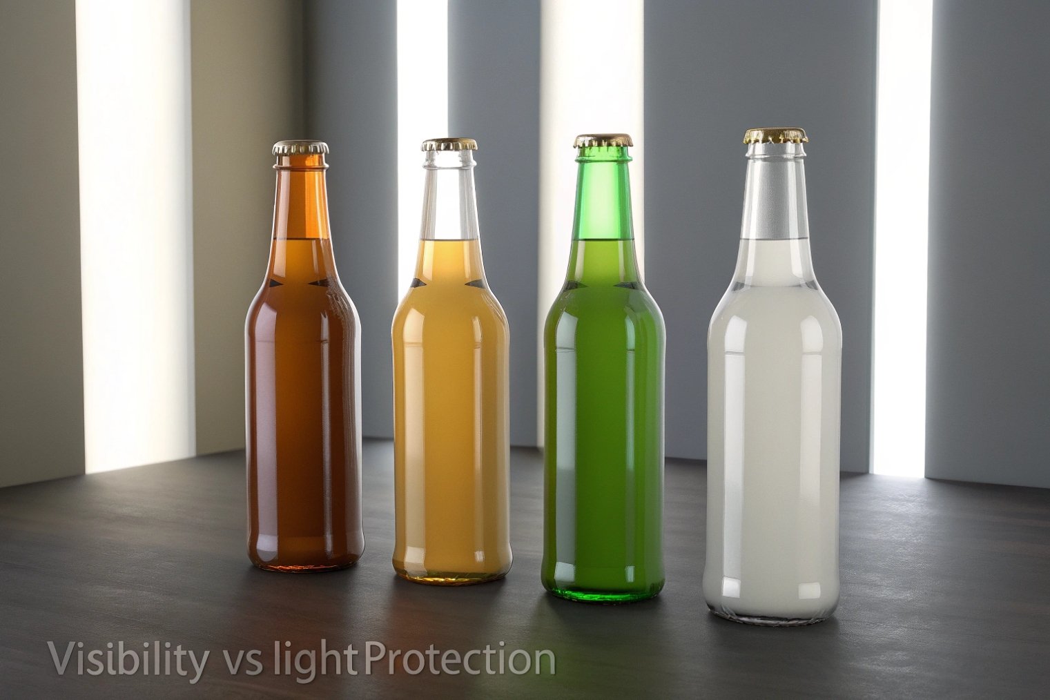 Engineer documenting color and shape of sample glass bottles on bright design desk