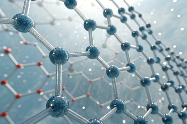 Molecular Lattice Concept 3D molecular lattice network concept illustrating glass structure and barrier properties