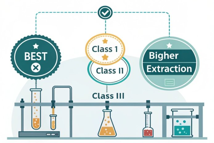 Hydrolytic class infographic showing Class I II III and extraction levels