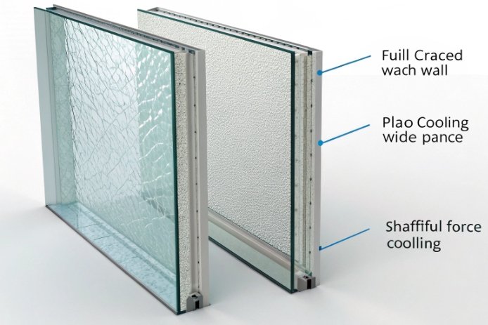 Technical infographic illustrating FuSenglass glass manufacturing process and strict quality standards