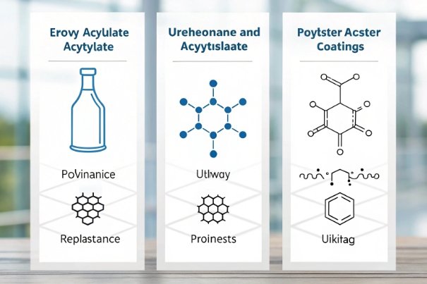 Coating Options Chart Coating materials infographic with chemical structure icons for glass bottle surface protection