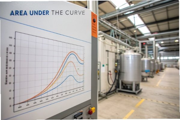 Factory control panel showing area under curve graph for process monitoring