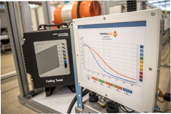 Cooling tunnel monitor showing compression set curves for bottle sealing performance