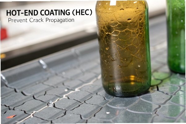 Crack Prevention Coating Hot-end coated glass bottle surface preventing crack propagation and abrasion
