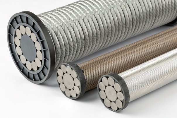 Industrial steel wire rope cables in different sizes for manufacturing and engineering use