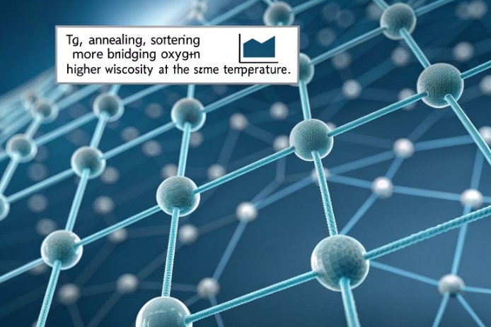 Molecular network diagram explaining bridging oxygen and higher glass viscosity