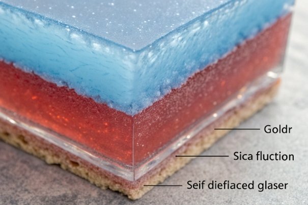 Layered glass coating cross section showing silica flux and protective glaze structure