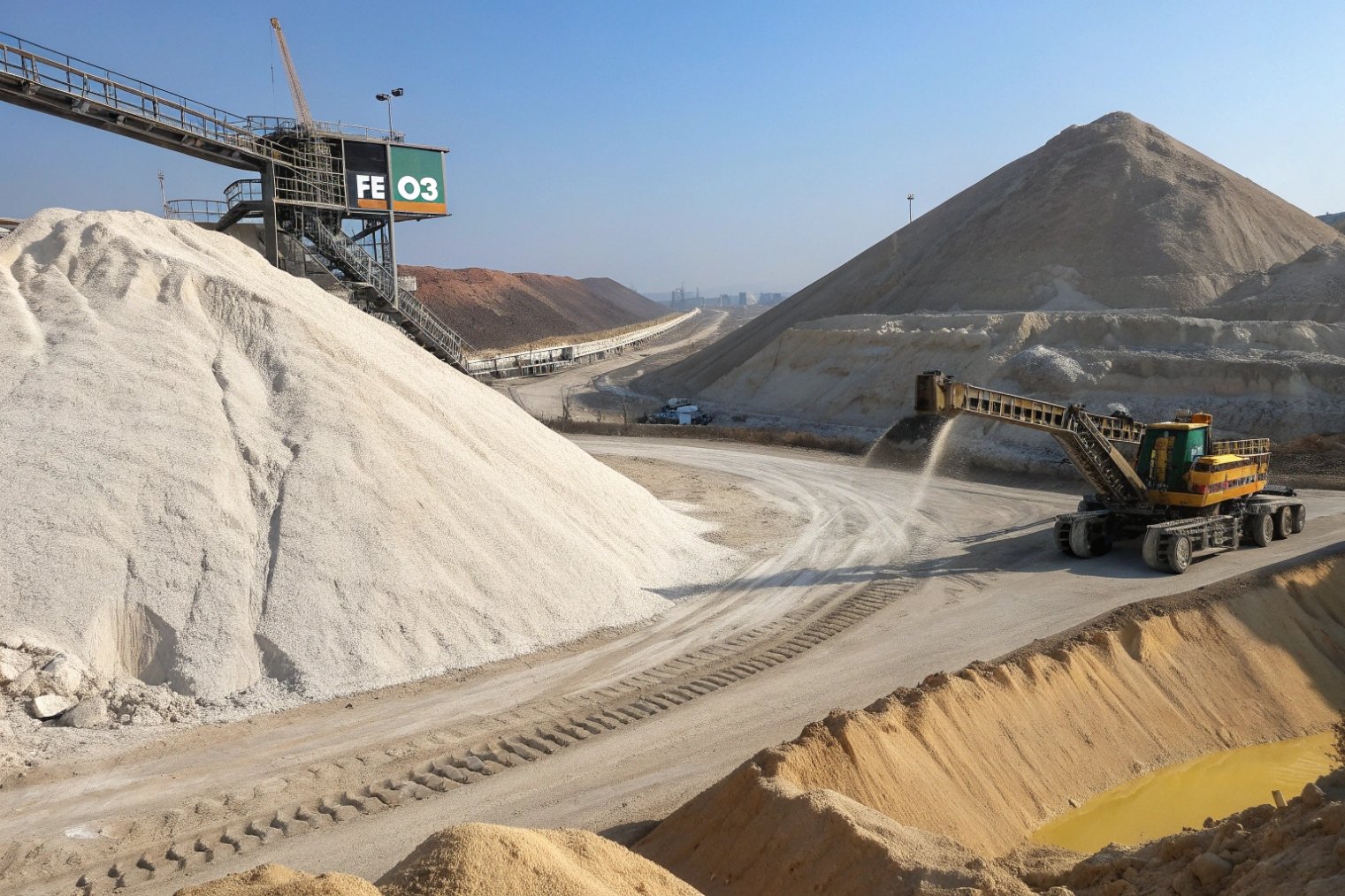 silica sand quarry supplying raw materials for glass bottle manufacturing in China