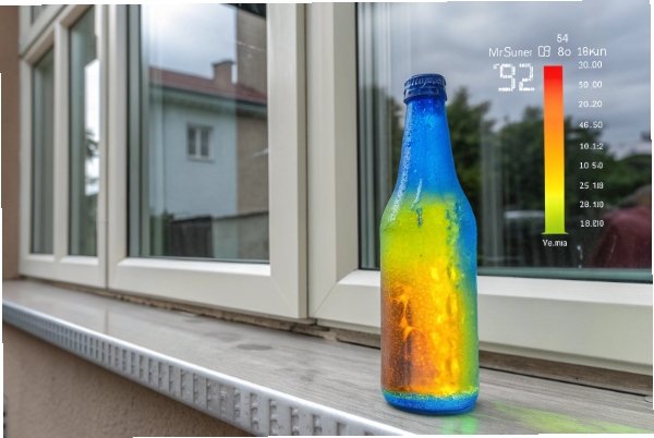 Thermal Gradient Bottle Thermal stress color map on glass bottle showing cooling temperature gradient