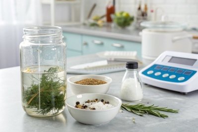 Three glass beverage bottles with different label materials displayed for packaging comparison