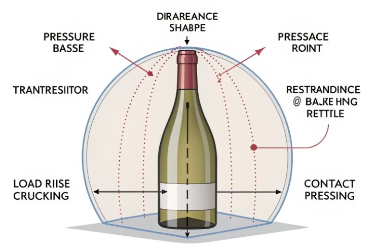 Infographic on bottle shape and pressure distribution for optimal design