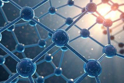 3D molecular lattice structure representing glass chemistry and material engineering network