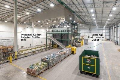 Glass recycling facility sorting internal rejects and post consumer cullet for remelt