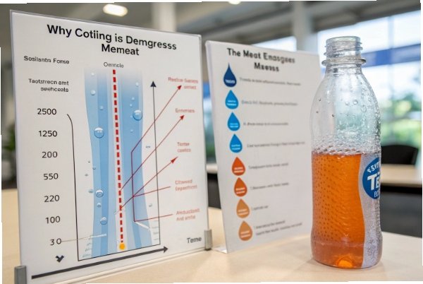 Condensation on glass beverage bottle beside coating performance comparison chart