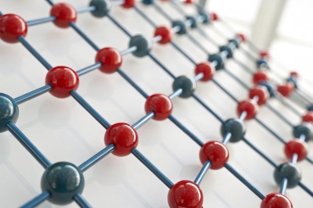 Molecular lattice model illustrating material structure for glass and coating research