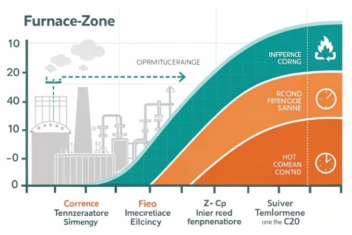 Furnace zone chart illustrating operating range, refining temperature, and energy efficiency control