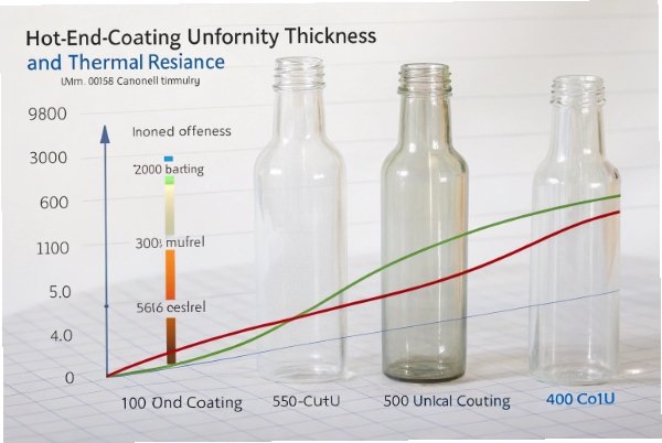 Coating Uniformity Chart Hot-end coating uniformity chart comparing thickness and thermal resistance on bottles