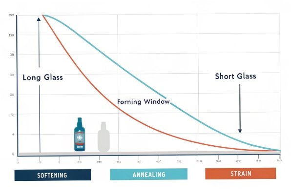 Forming Window Chart Glass forming window chart comparing long and short glass during softening annealing strain
