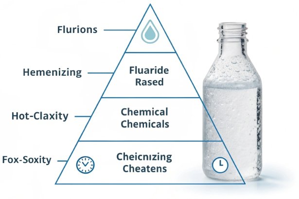 Chemical resistance infographic with glass bottle and pyramid chart for material performance overview