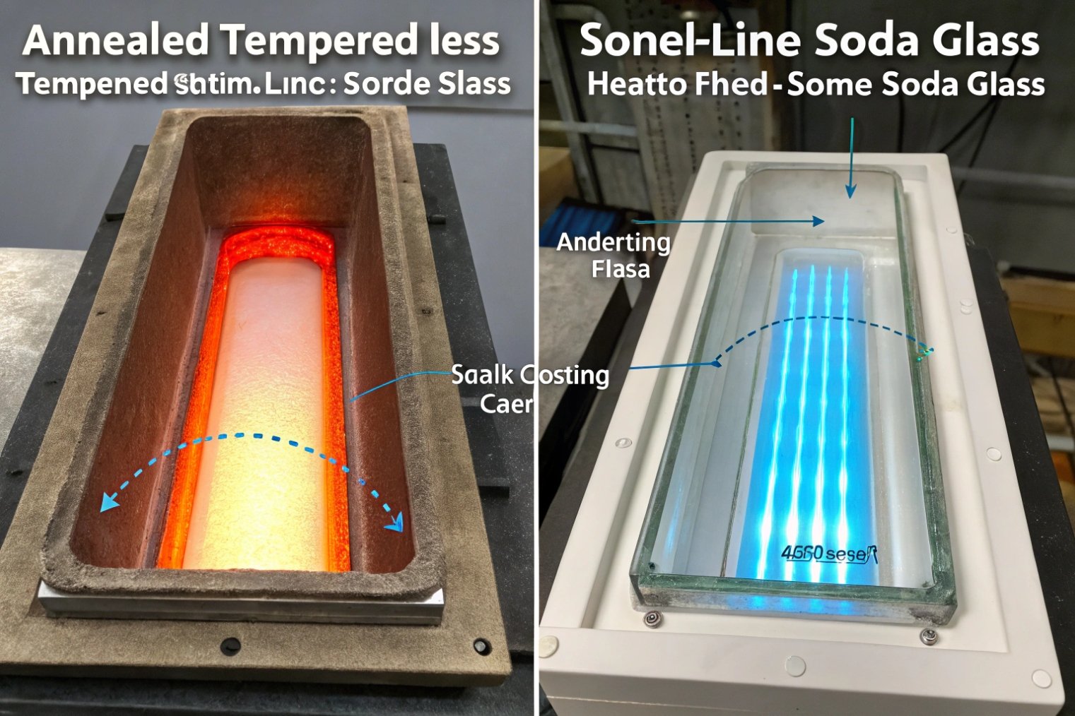 Thermal test comparison of annealed tempered glass and soda-lime glass panels