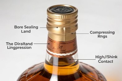 Close-up screw cap finish showing sealing land, compression rings, and shrink contact points