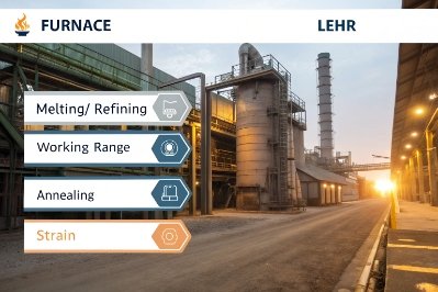Glass plant furnace and lehr stages diagram for melting refining and annealing control