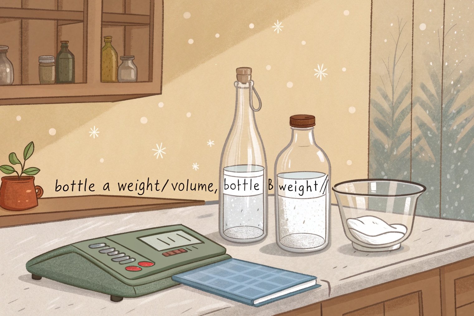 Close up of glass bottle base markings showing manufacturer logo and nominal volume