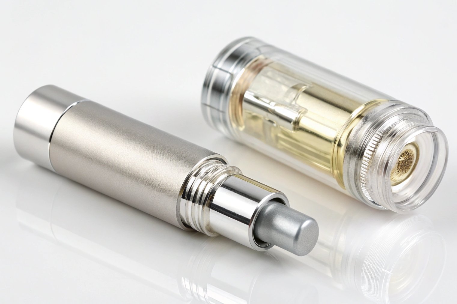 metal travel perfume atomizer with refillable inner glass cartridge