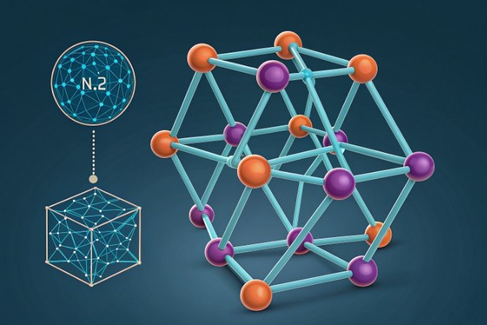 3D molecular lattice illustration representing glass network structure and bonding.