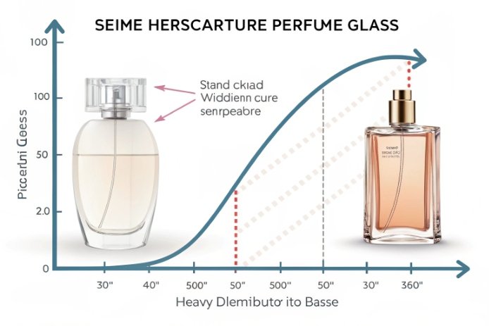 Infographic chart comparing perfume bottle weight and perceived premium feel.