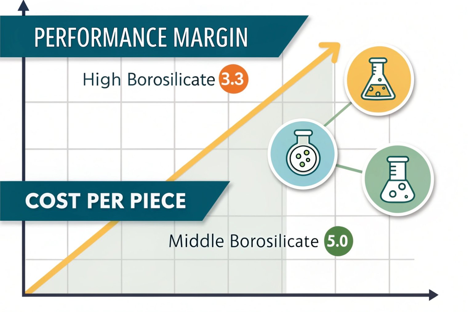 FuSenglass performance versus cost graph comparing high and middle borosilicate glass