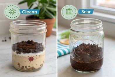 Side-by-side jars showing clean result versus leftover residue after improper washing