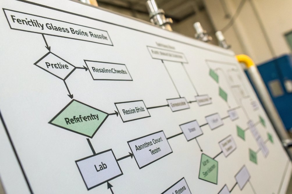 Flowchart of glass production process in a factory