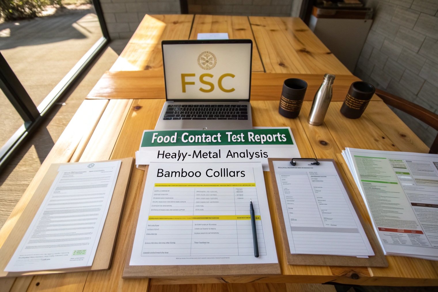 FSC laptop and food contact test reports for bamboo glass packaging components