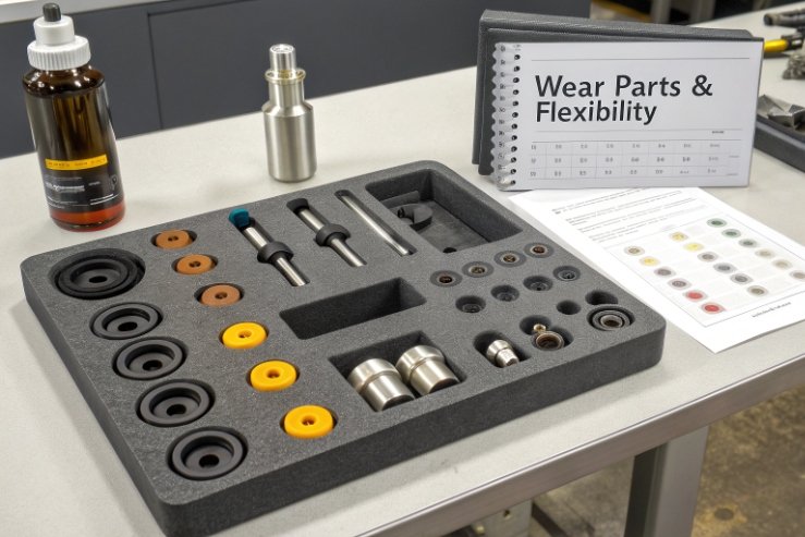 Foam insert kit of mold wear parts with tools and specification sheets