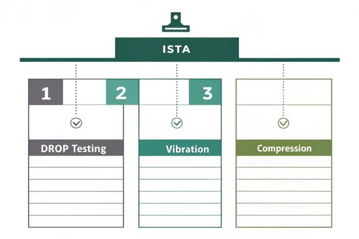 ISTA test checklist for drop testing, vibration, and compression of packaged goods