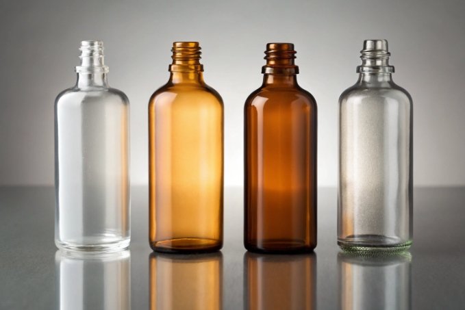 clear and amber glass dropper bottles for oils or cosmetics