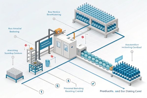Industrial production line diagram, manufacturing process