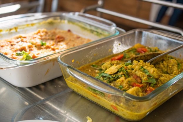 glass dishes with food