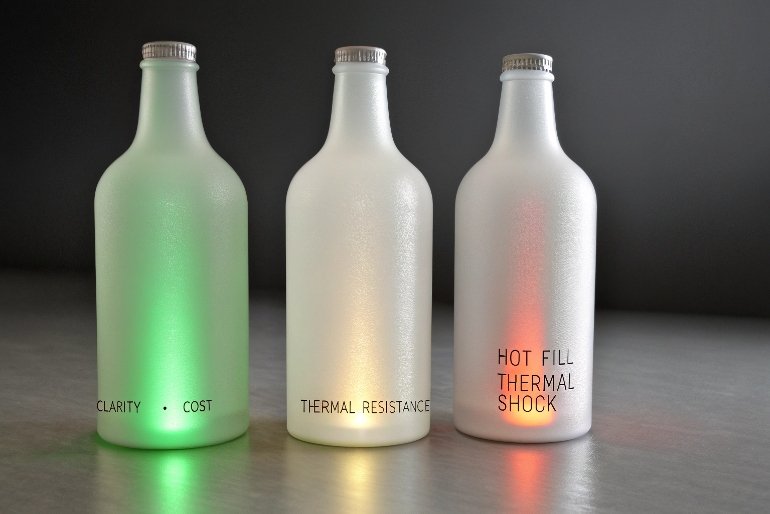 frosted glass bottles demonstrating clarity cost and thermal resistance properties