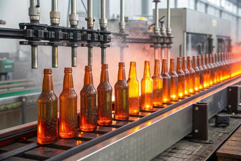 Glass bottle heating process