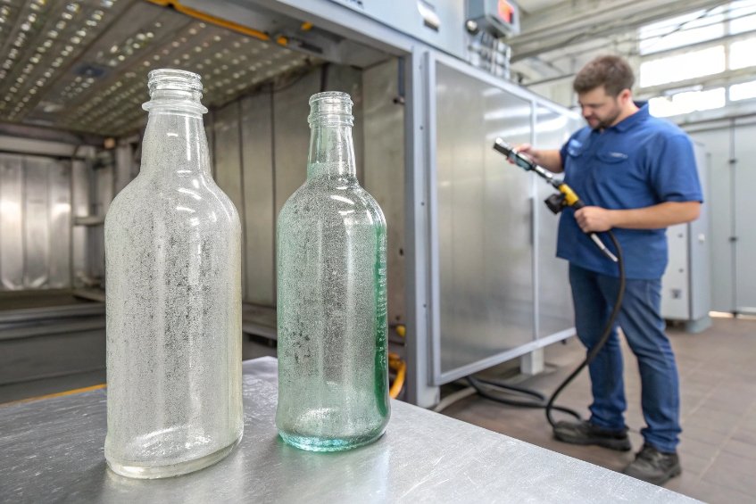 Glass bottle cleaning process