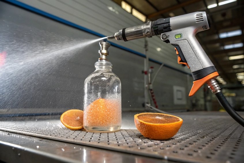 Glass bottle finishing spray