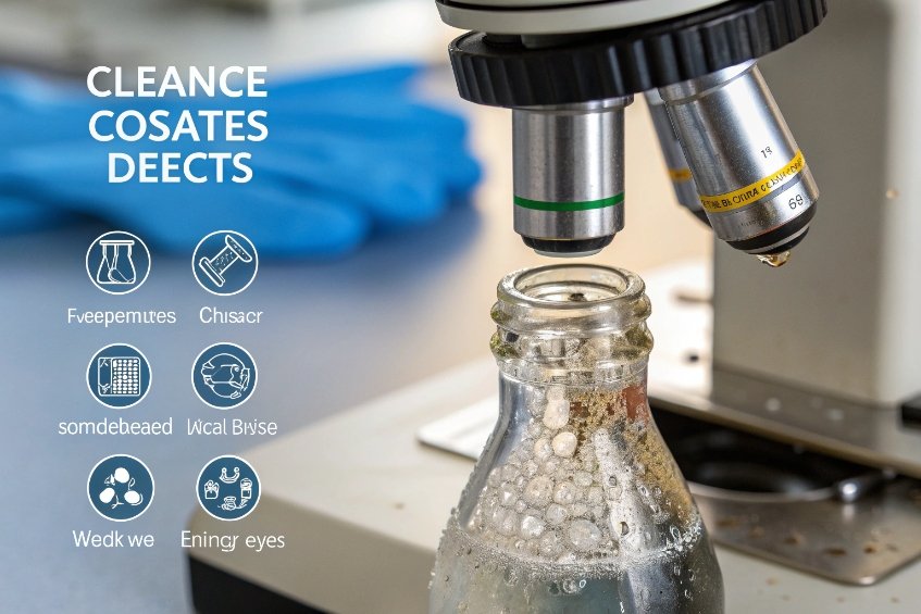 Glass bottle quality inspection with microscope