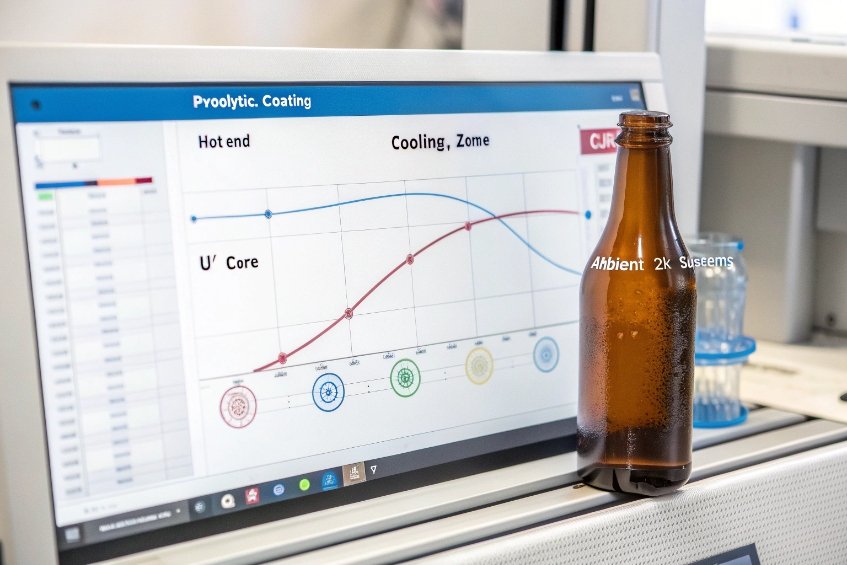 Monitoring pyrolytic coating process on bottles