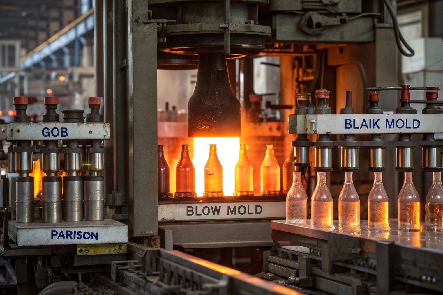 Glass bottle blow molding