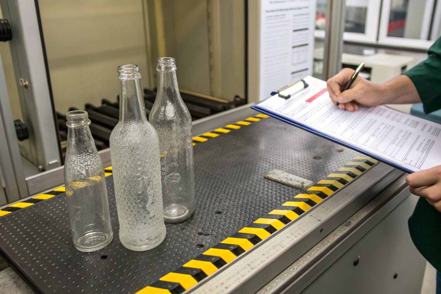 Quality testing of frosted glass bottles