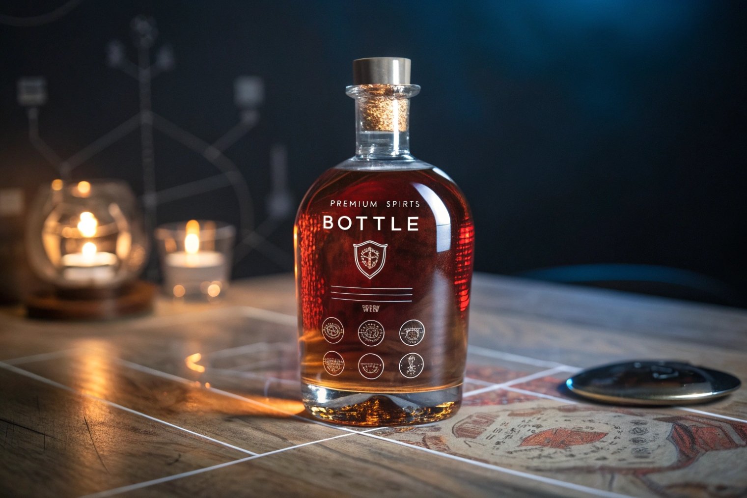 Premium spirits branding and glass bottle design
