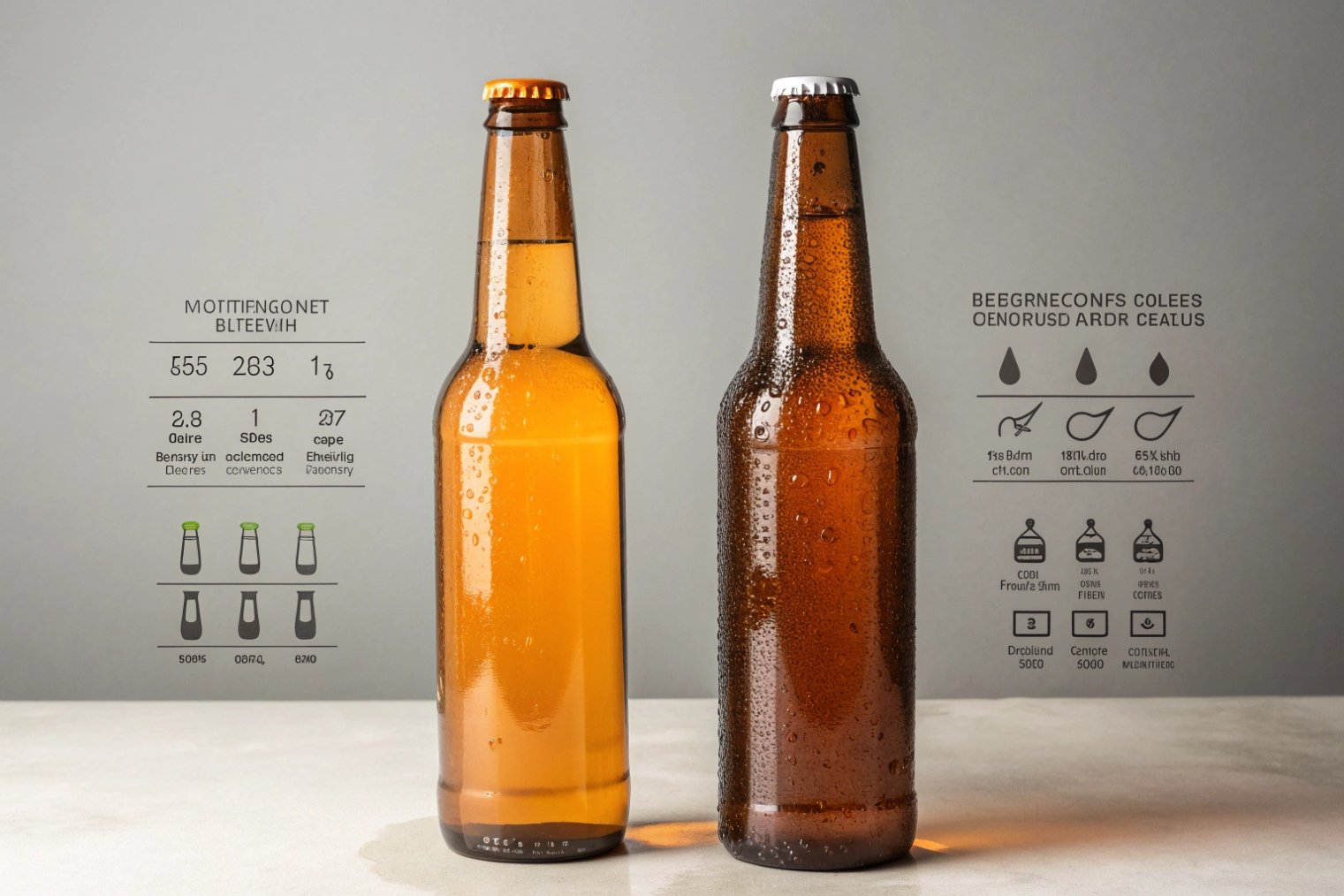 Returnable and recyclable beer bottles in crates